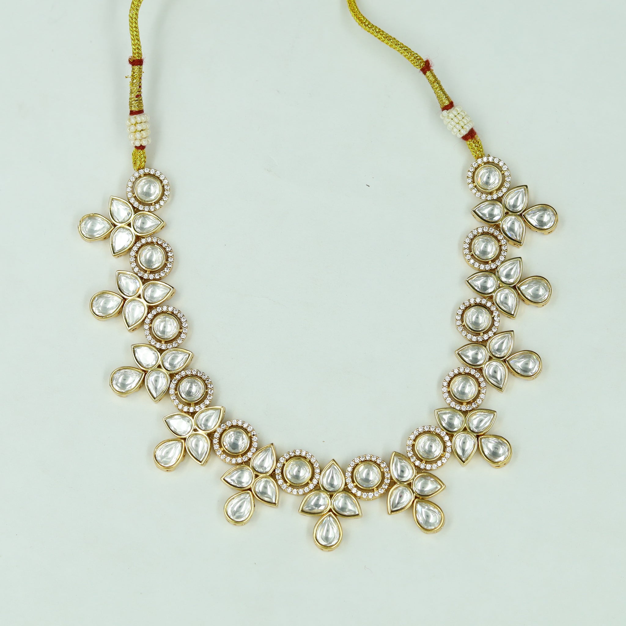 Round Neck Kundan Necklace Set 12185-28