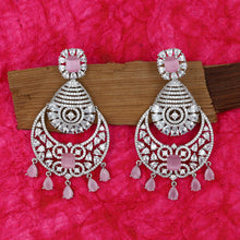 Silver Plated Zircon/AD Chandbali Earring 13235-0095