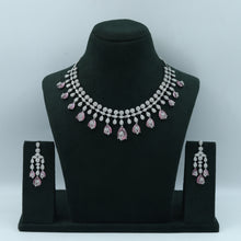 Round Neck Zircon/AD Necklace Set 10555-28