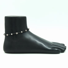 Silver Black Thread Anklet 10894-20