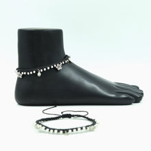 Silver Black Thread Anklet 10895-20