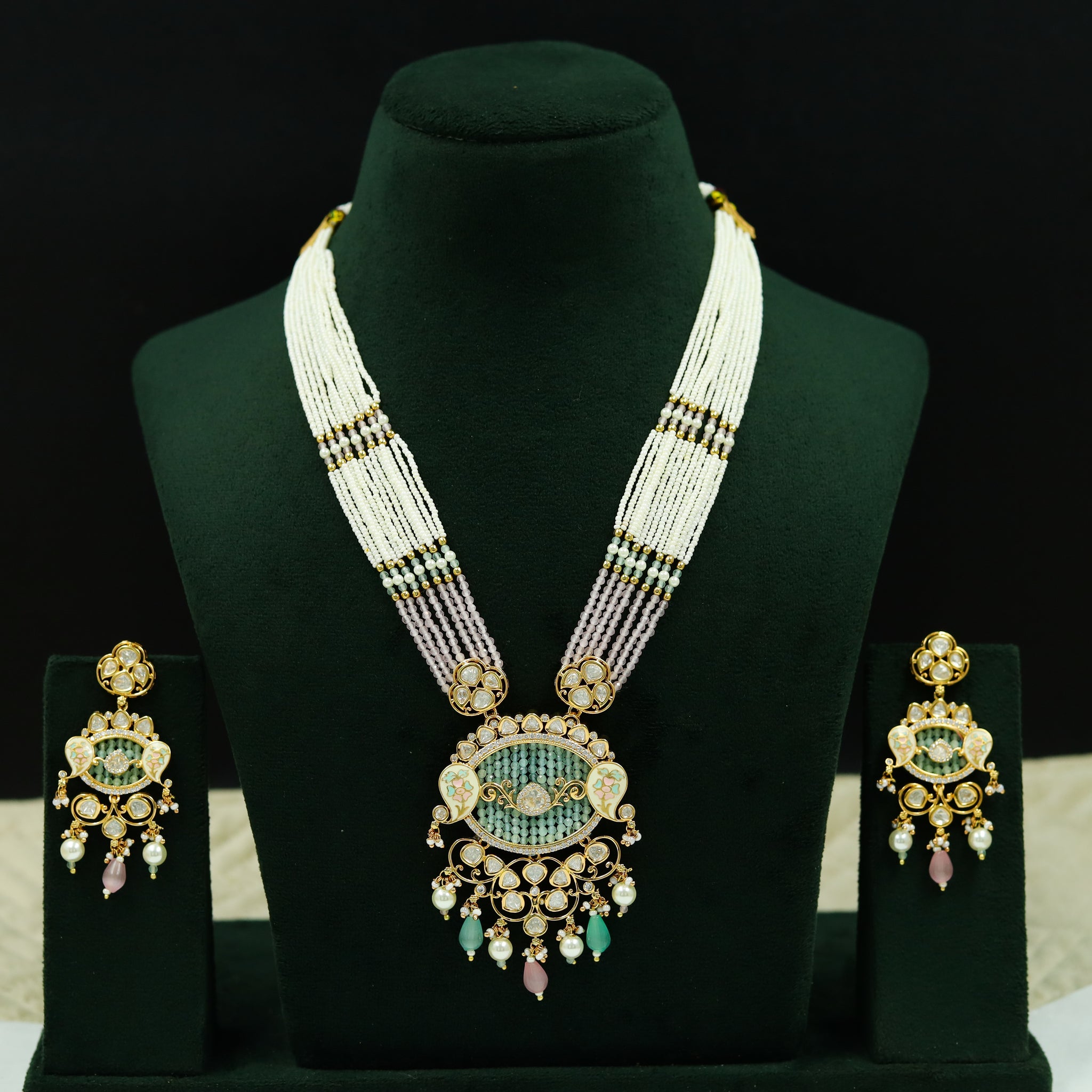 Long Neck Kundan Necklace Set 12795-68