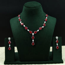 Round Neck Zircon/AD Necklace Set 12539-28