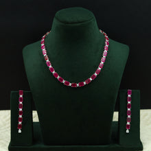 Round Neck Zircon/AD Necklace Set 12536-28