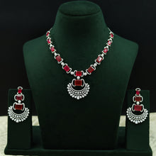 Round Neck Zircon/AD Necklace Set 12534-28