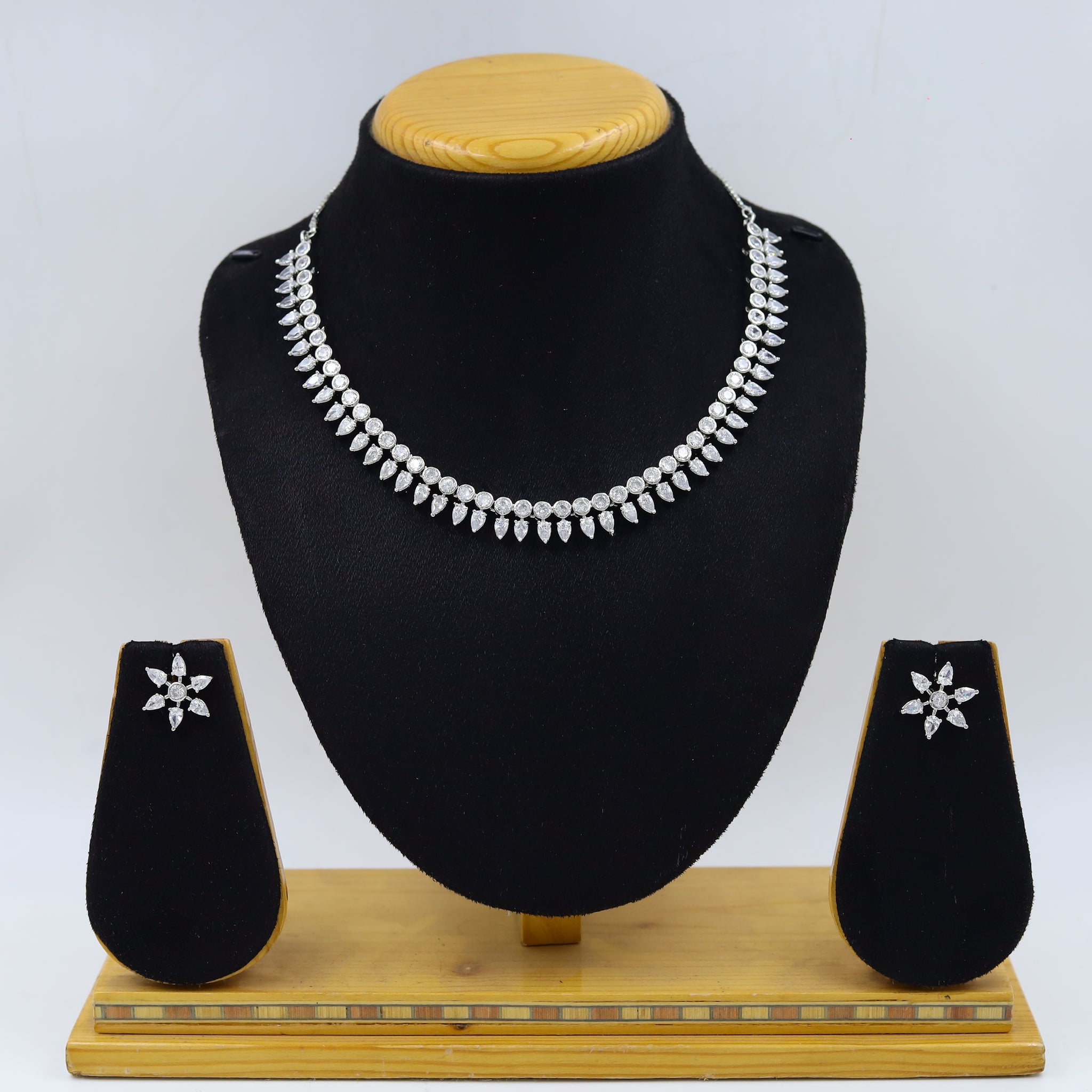 Silver Plated Zircon/AD Necklace Set 2425-6490