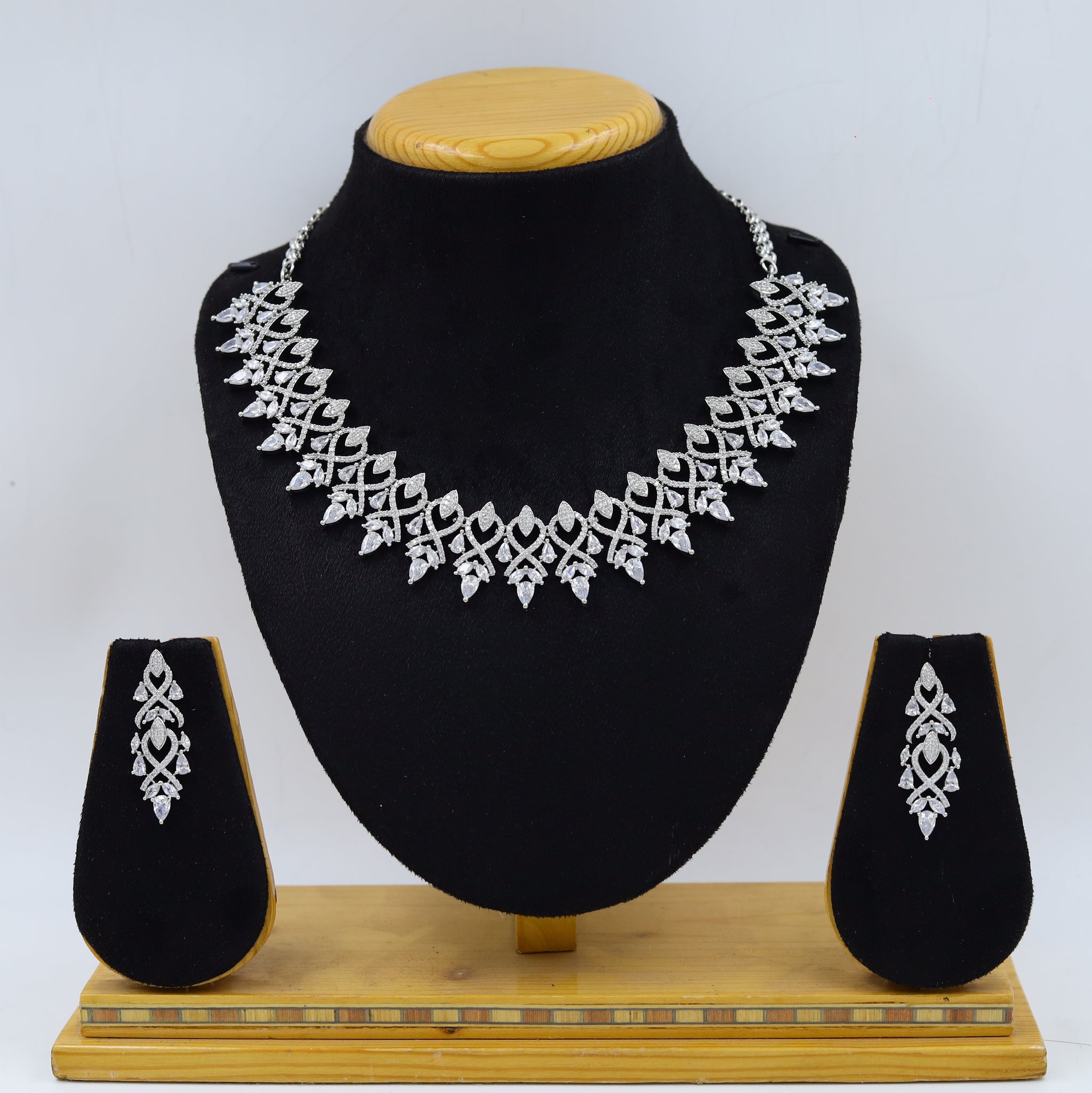 Silver Plated Zircon/AD Necklace Set 16818-3966