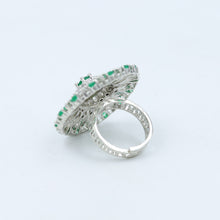 Silver Plated Cocktail Adjustable Zircon/AD Ring 1136-69