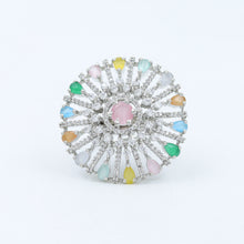 Silver Plated Cocktail Adjustable Zircon/AD Ring 1136-69