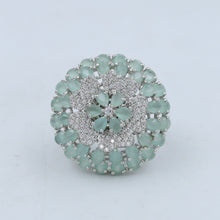 Zircon/AD Mint Green Ring Cocktail Adjustable 15276-2423