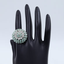 Zircon/AD Mint Green Ring Cocktail Adjustable 15276-2423