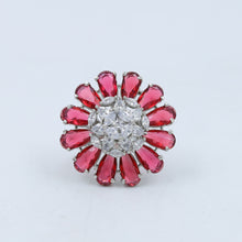 Silver Finish Stylish Ruby Zircon/AD Ring 9982-5212