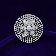 Zircon/AD Cocktail Silver Finish Ring 18540-5722