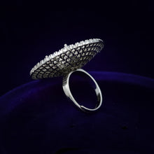 Zircon/AD Cocktail Silver Finish Ring 18540-5722