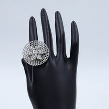 Zircon/AD Cocktail Silver Finish Ring 18540-5722