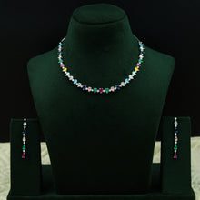 Round Neck Zircon/AD Necklace Set 12545-28
