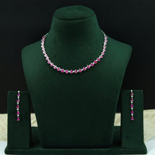 Round Neck Zircon/AD Necklace Set 12545-28