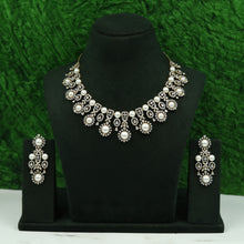 Round Neck Pearl Zircon/AD Necklace Set 16594-31
