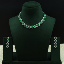 Round Neck Zircon/AD Necklace Set 12554-28