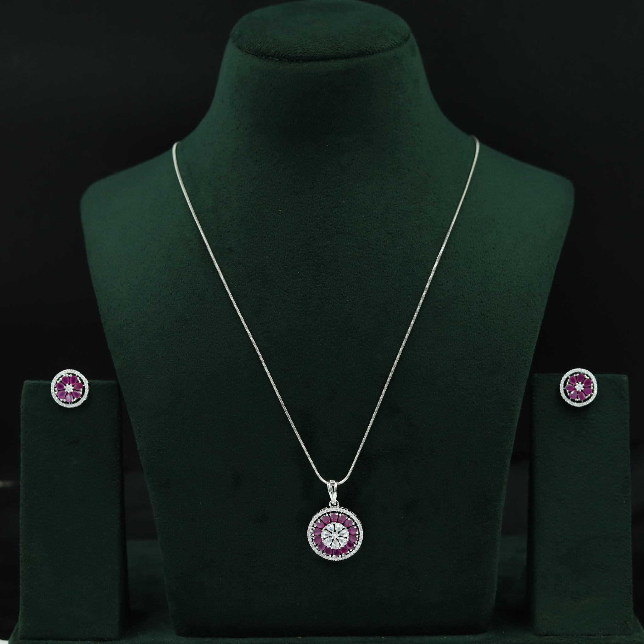 Light Zircon/AD Pendant Set 12589-28