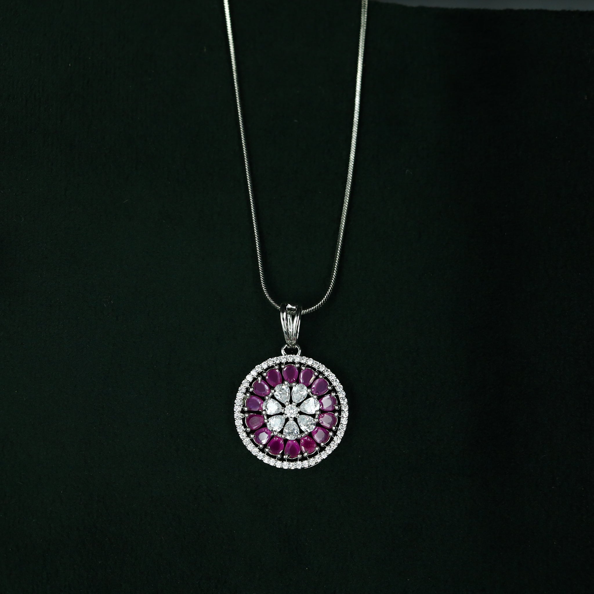 Light Zircon/AD Pendant Set 12589-28