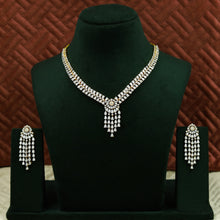 Round Neck Zircon/AD Necklace Set 12976-34