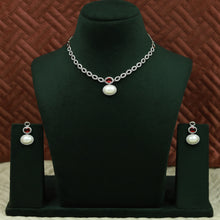 Round Neck Zircon/AD Necklace Set 12980-34