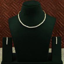 Round Neck Zircon/AD Necklace Set 12973-34