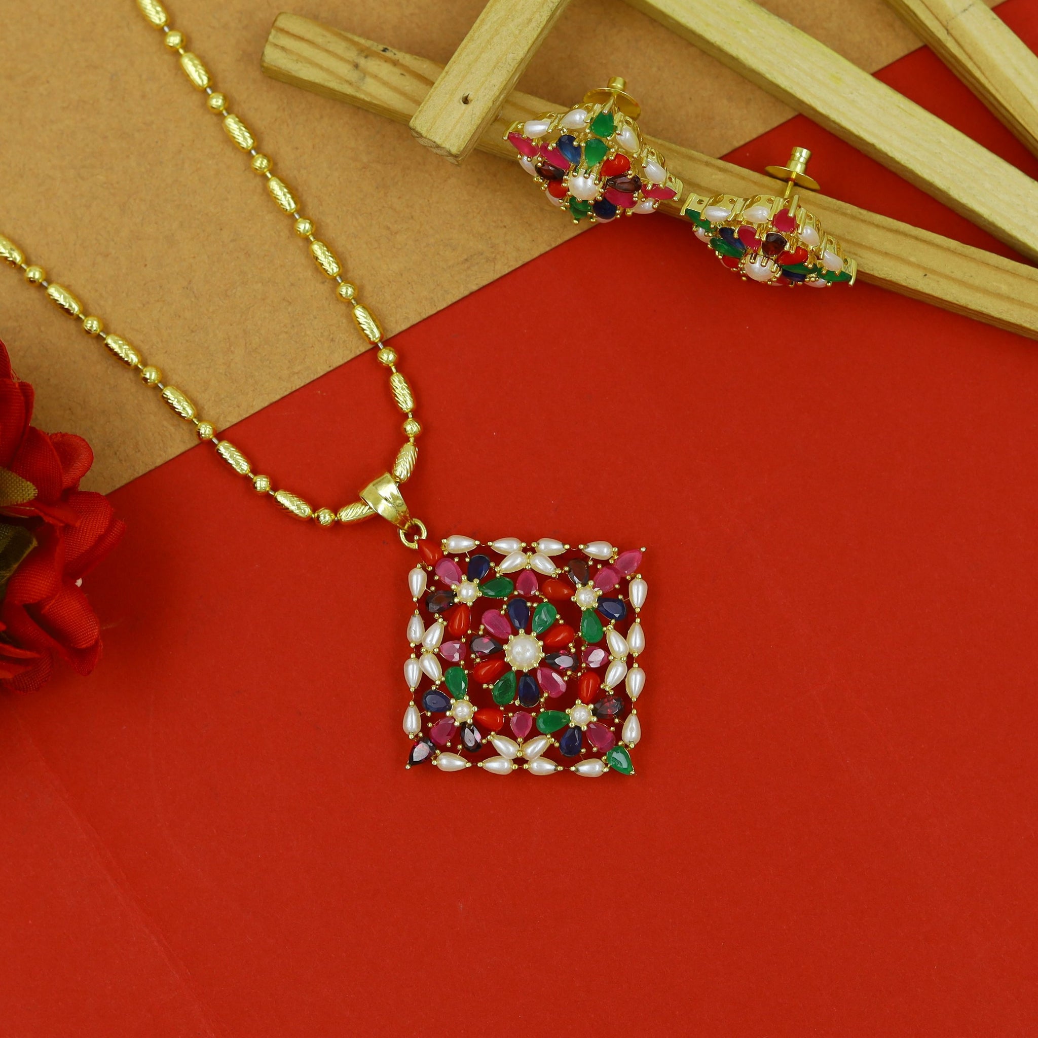 Medium Jadau Pendant Set 14655-48