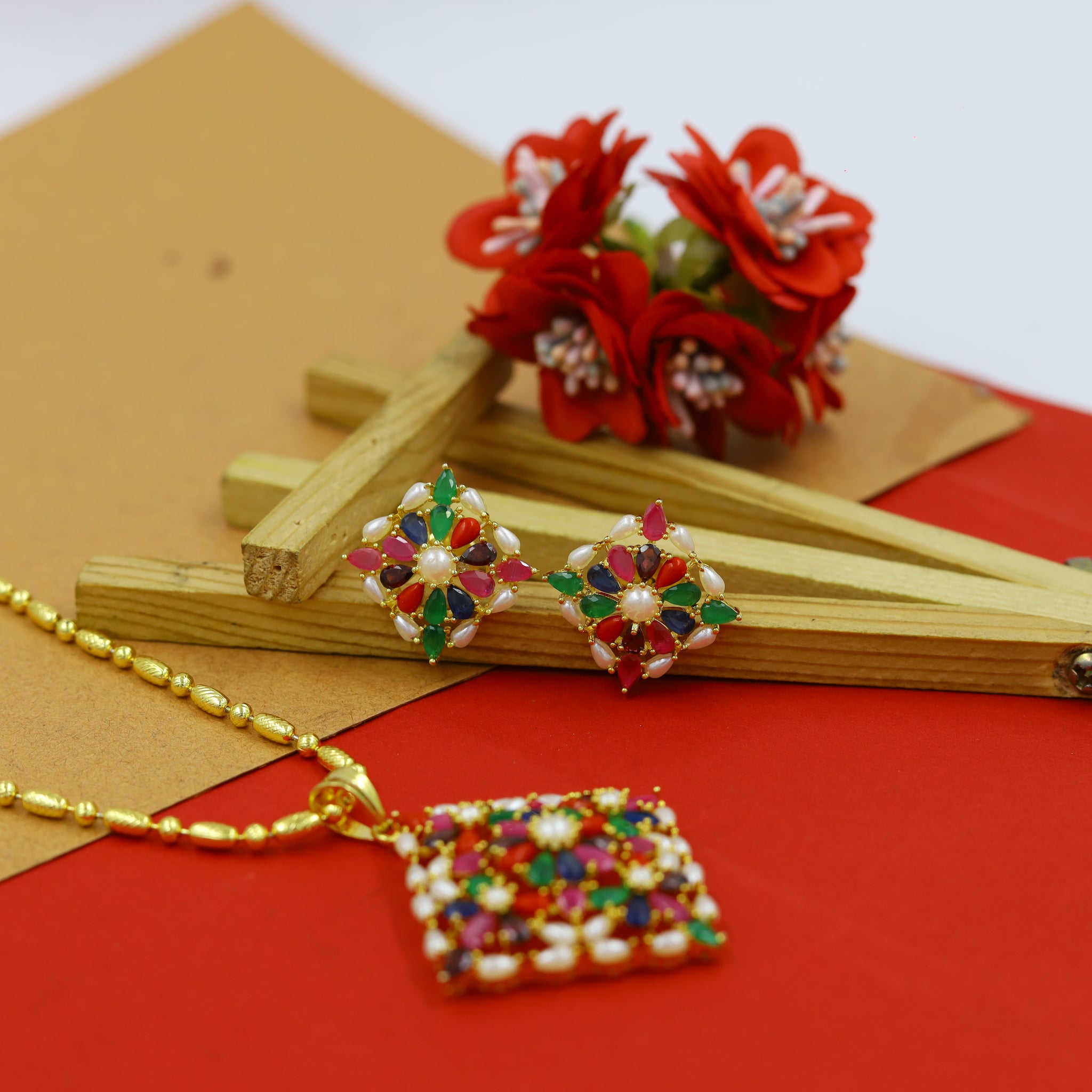 Medium Jadau Pendant Set 14655-48