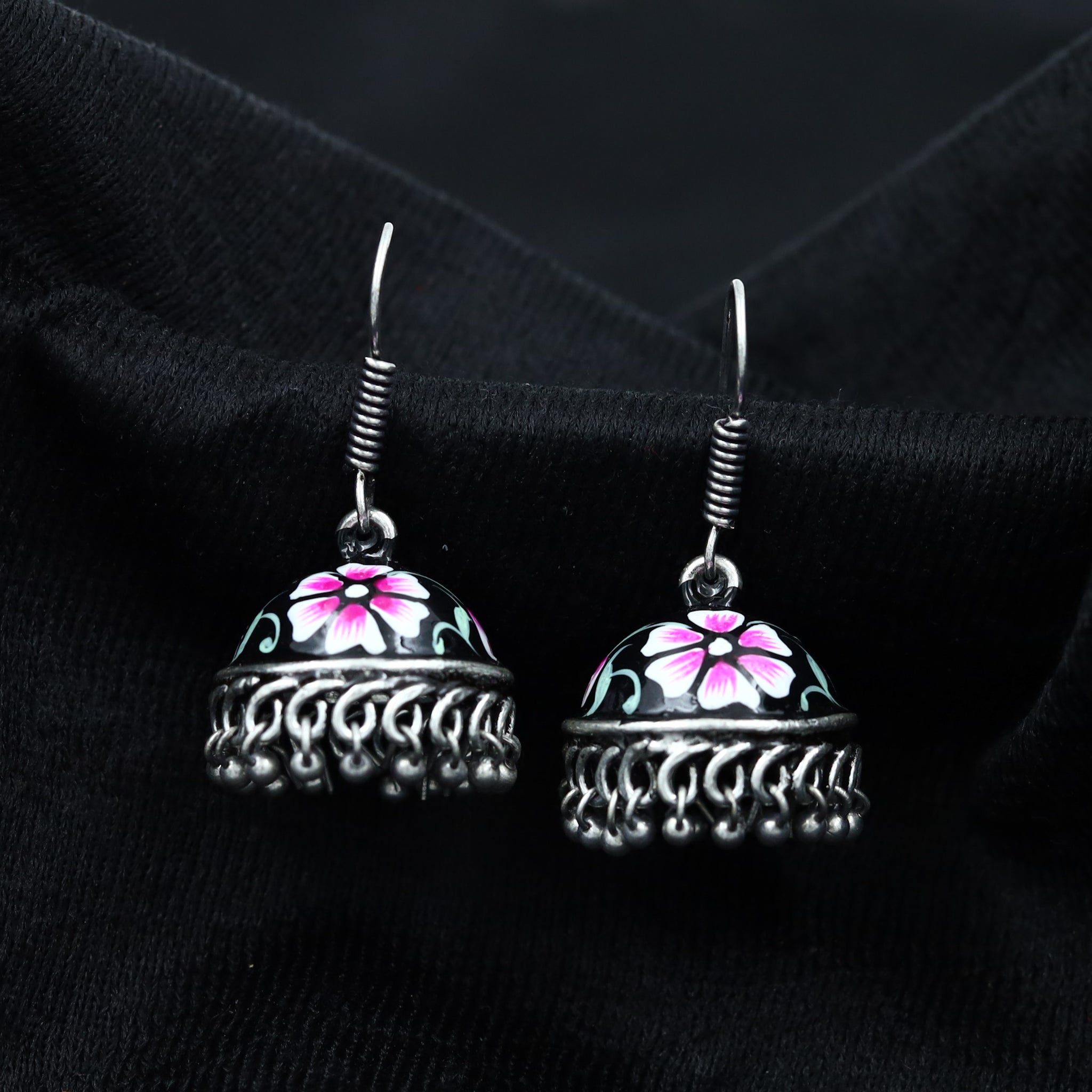 Meenakari Jhumki Oxidized Earring 12622-28