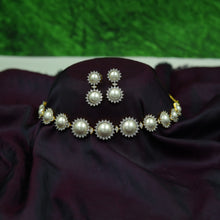 Choker Pearl Zircon/AD Necklace Set 16590-31