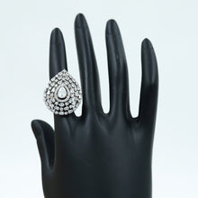 Silver Plated Adjustable Cocktail Zircon/AD Ring 14015-1106