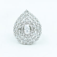 Silver Plated Adjustable Cocktail Zircon/AD Ring 14015-1106