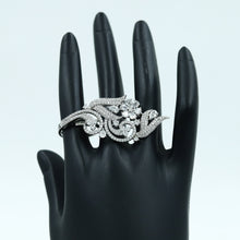 Stylish Zircon/AD Silver Plated Ring 16091-3238