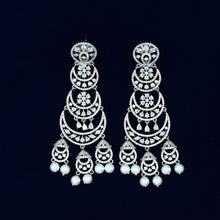 Silver Plated Zircon/AD Long Earring Danglers 9855-5000