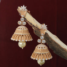 Rose Matte Gold Plated Zircon/AD Jhumki 9524-100 - Dazzles Jewellery