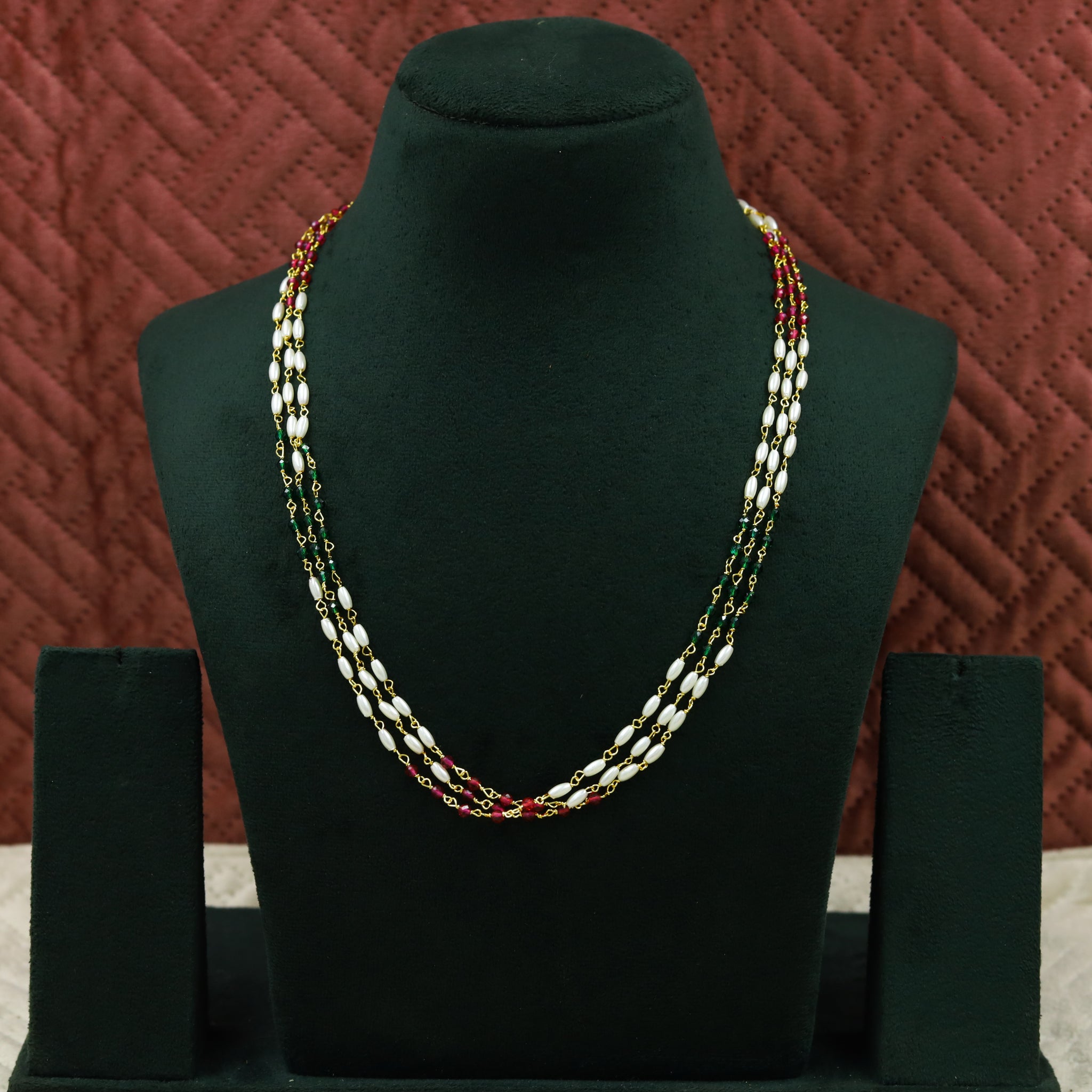 Gold Plated Pearl Necklace Set 13449-21