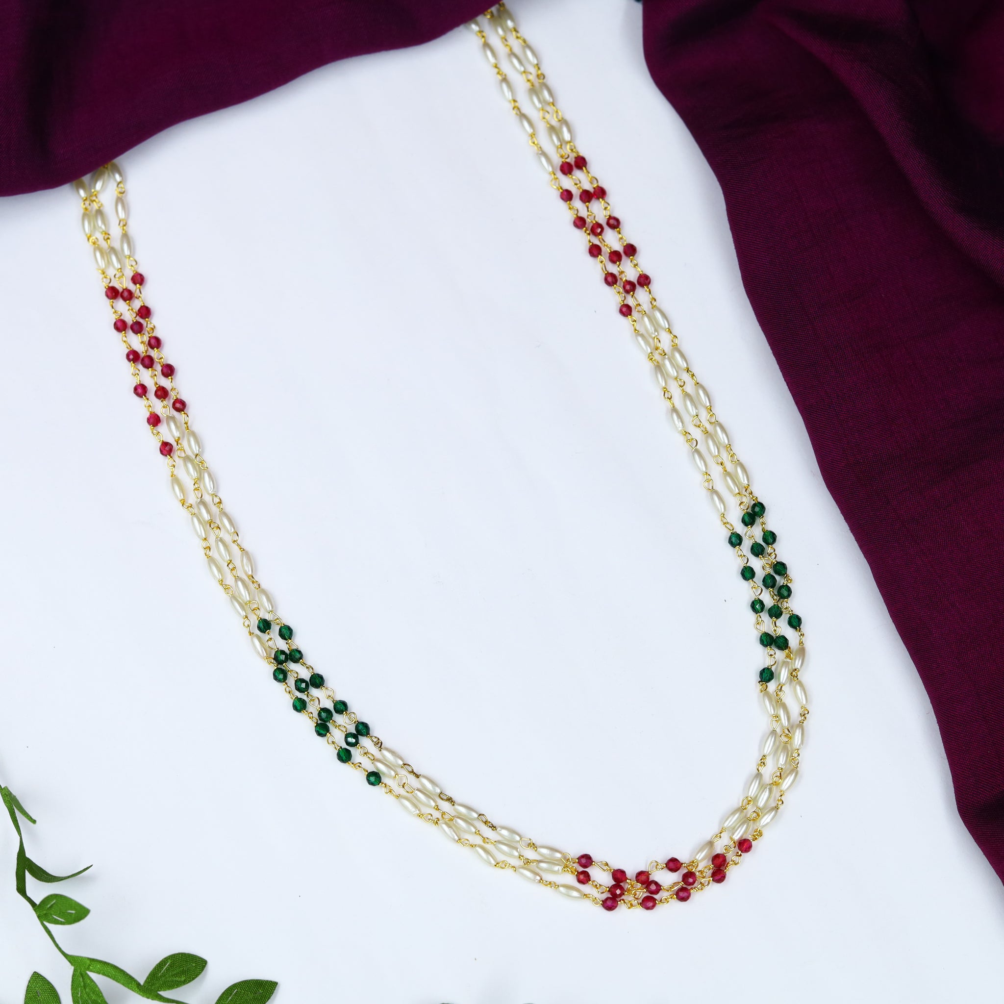 Gold Plated Pearl Necklace Set 13449-21