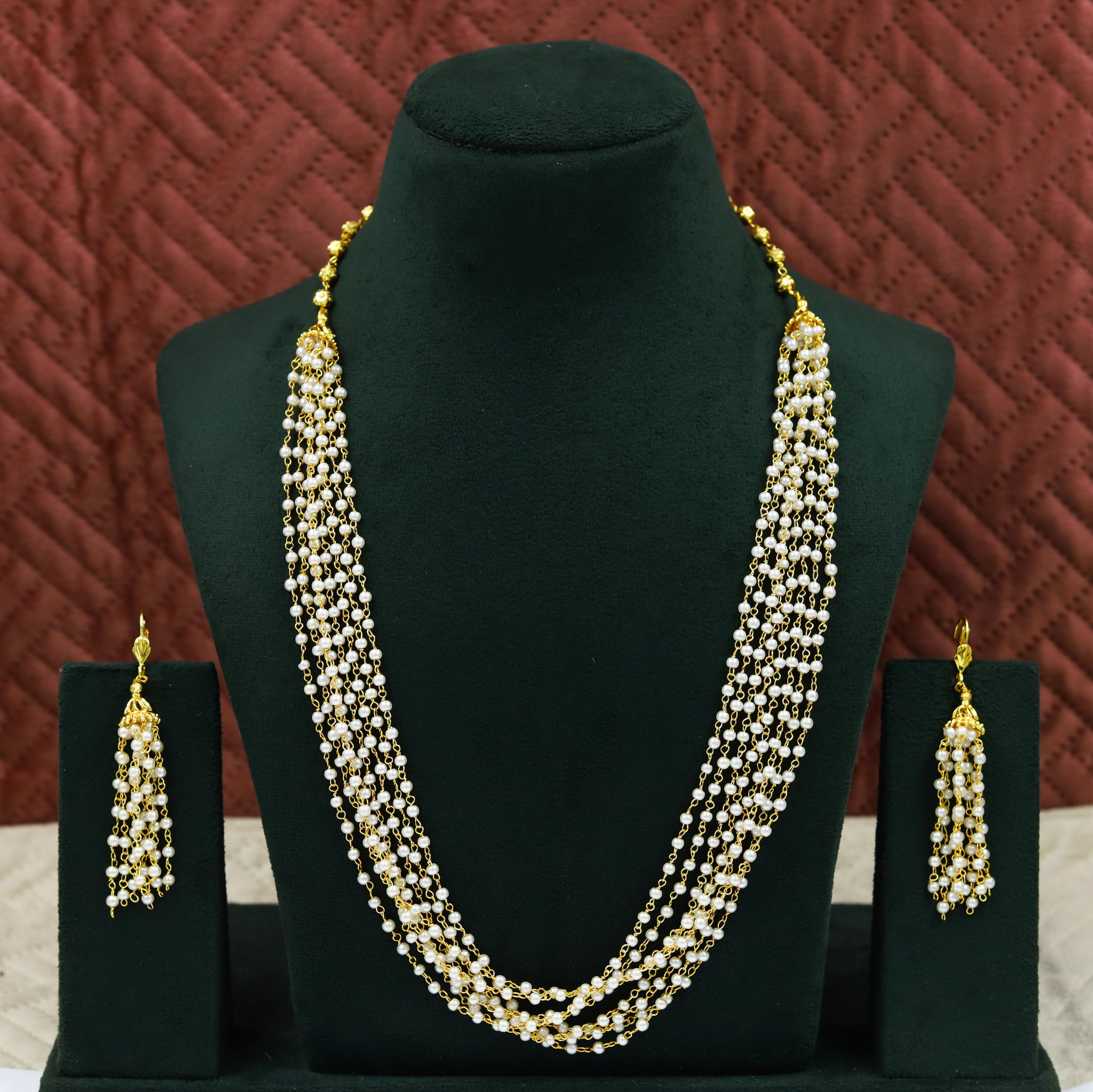 Gold Plated Pearl Necklace Set 13457-21