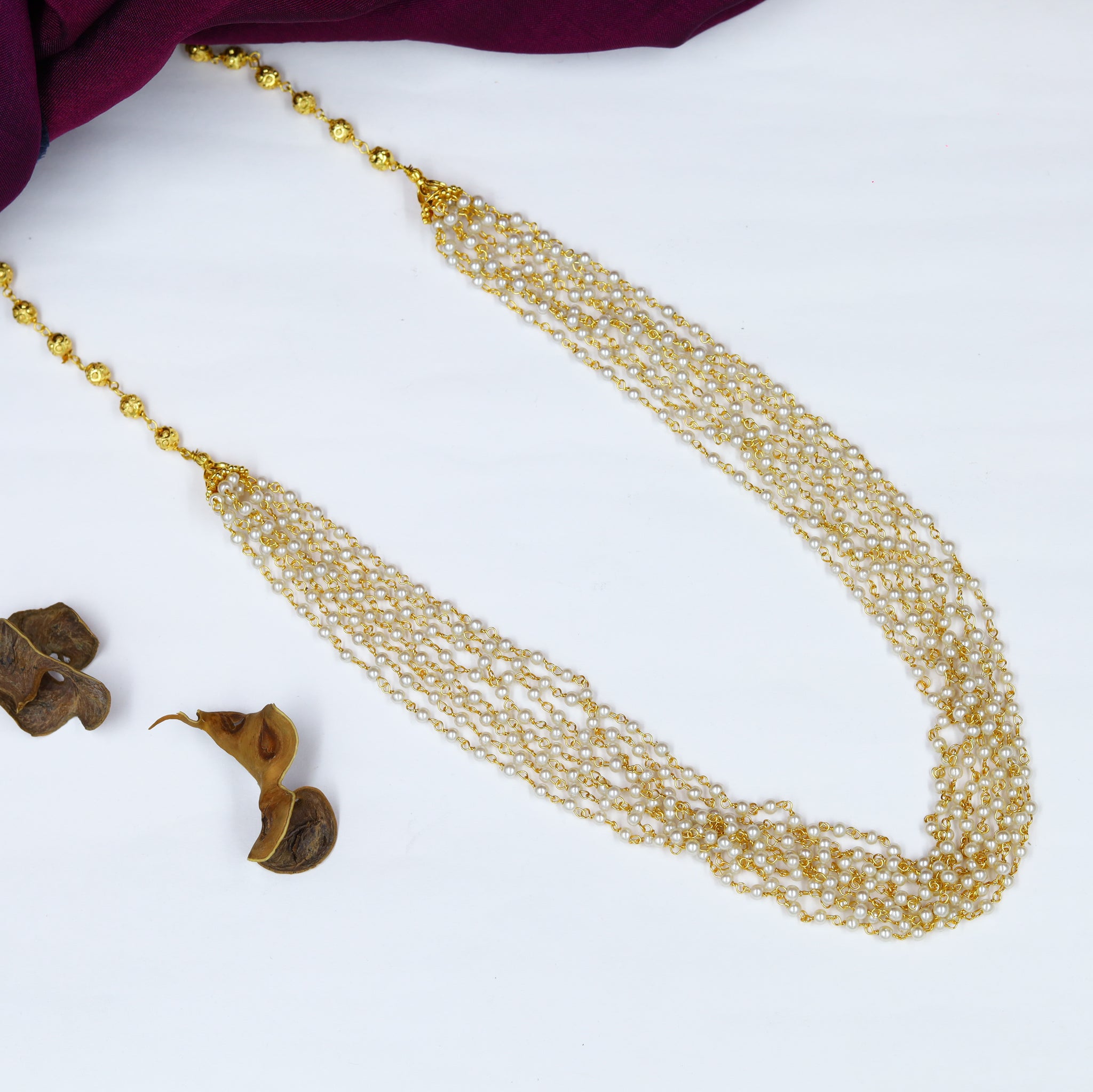 Gold Plated Pearl Necklace Set 13457-21