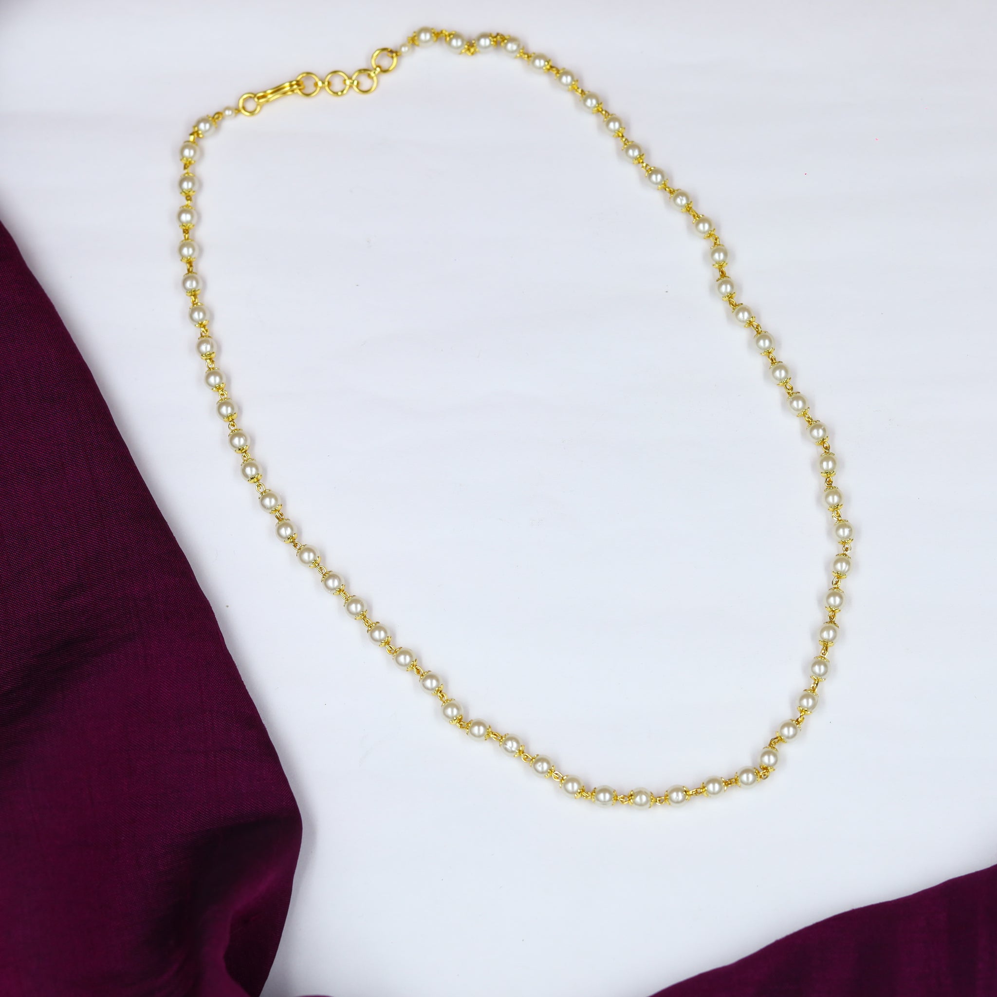 Gold Plated Pearl Necklace Set 13455-21