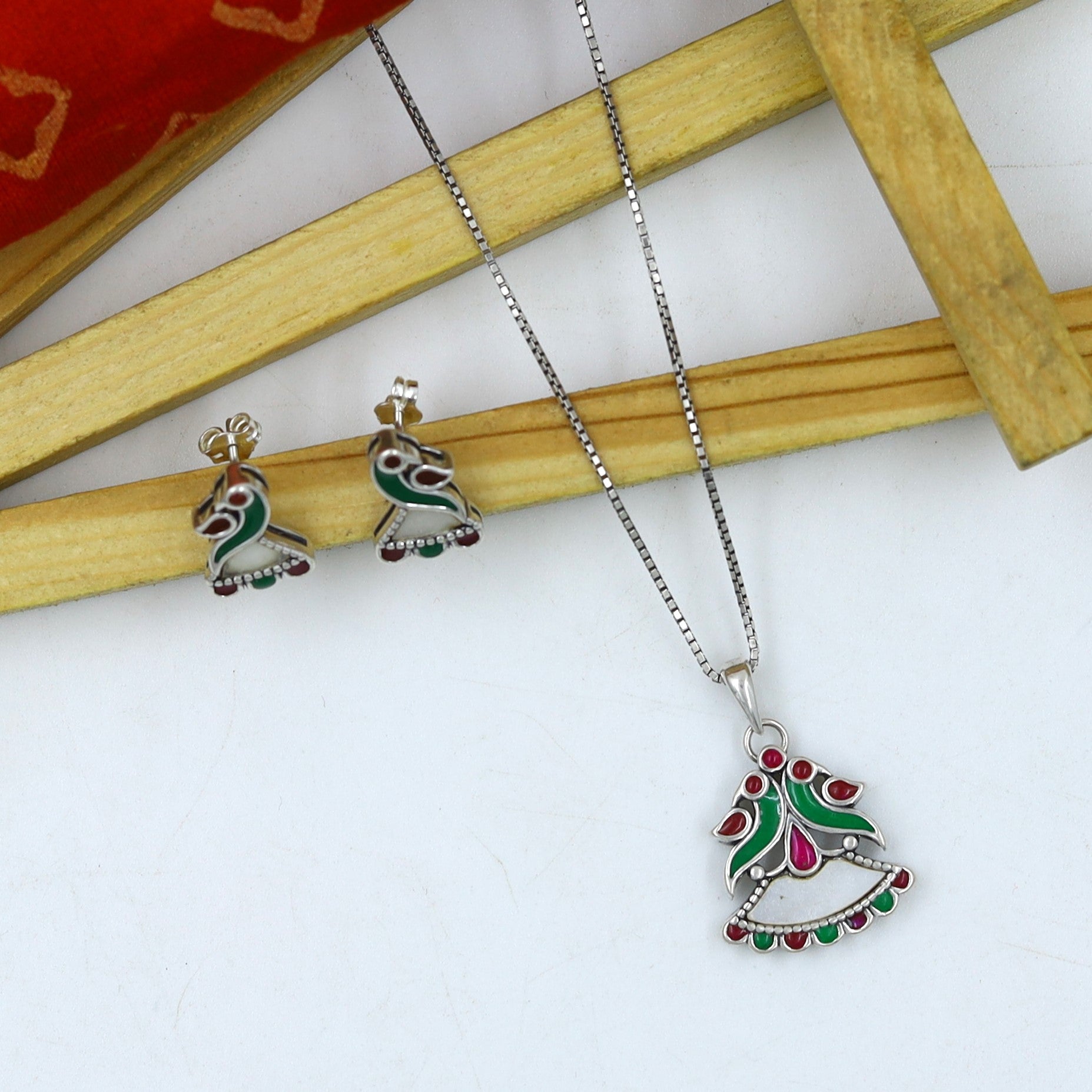 ACPL 925 Hallmarked Pure Silver Pendant Set 14814-26