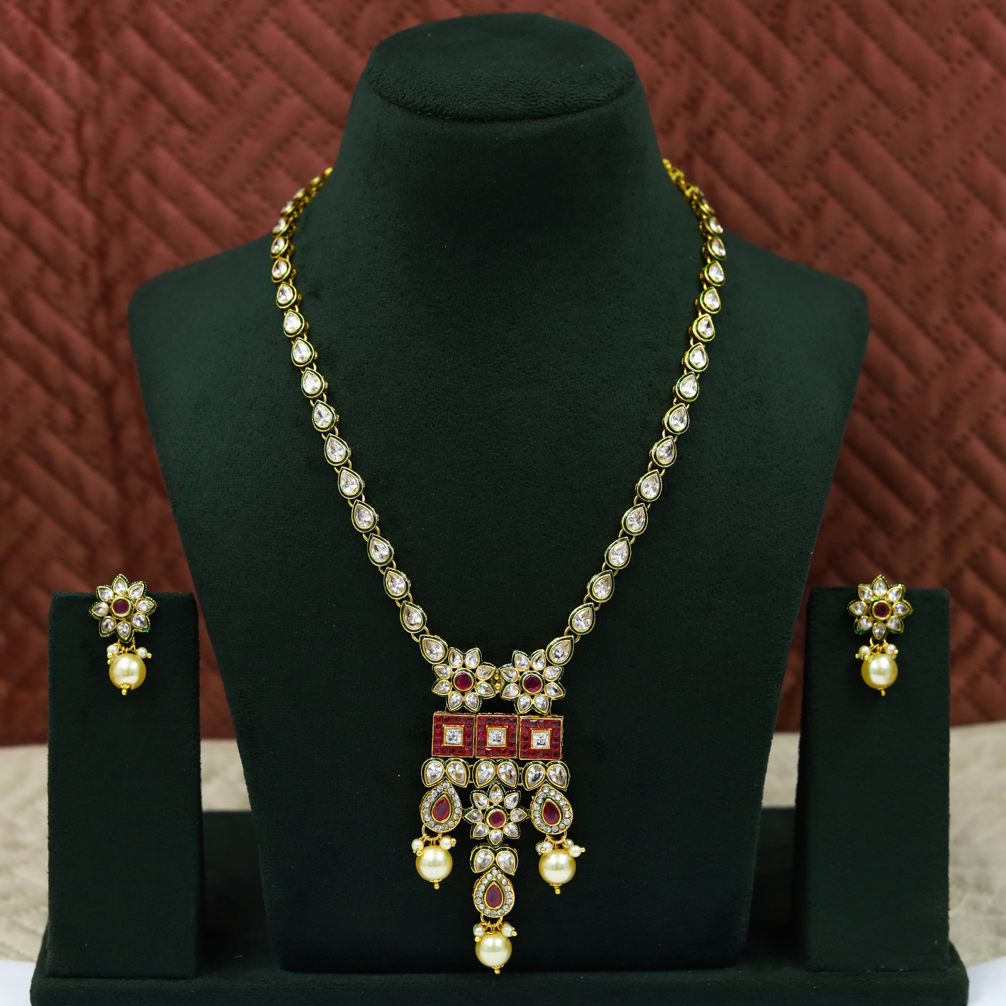 Designer Polki Pendant Set 13319-21