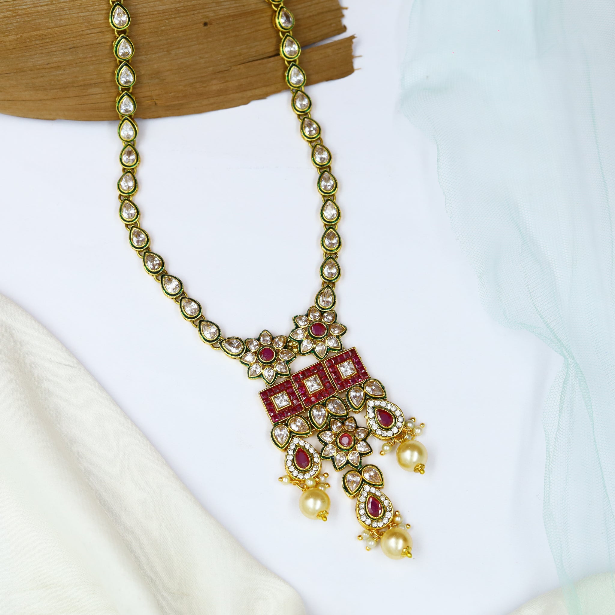 Designer Polki Pendant Set 13319-21