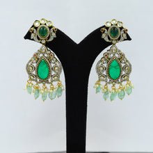 Antique Gold Plated Long Neck Kundan Necklace Set 13352-21