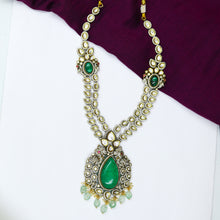 Antique Gold Plated Long Neck Kundan Necklace Set 13352-21