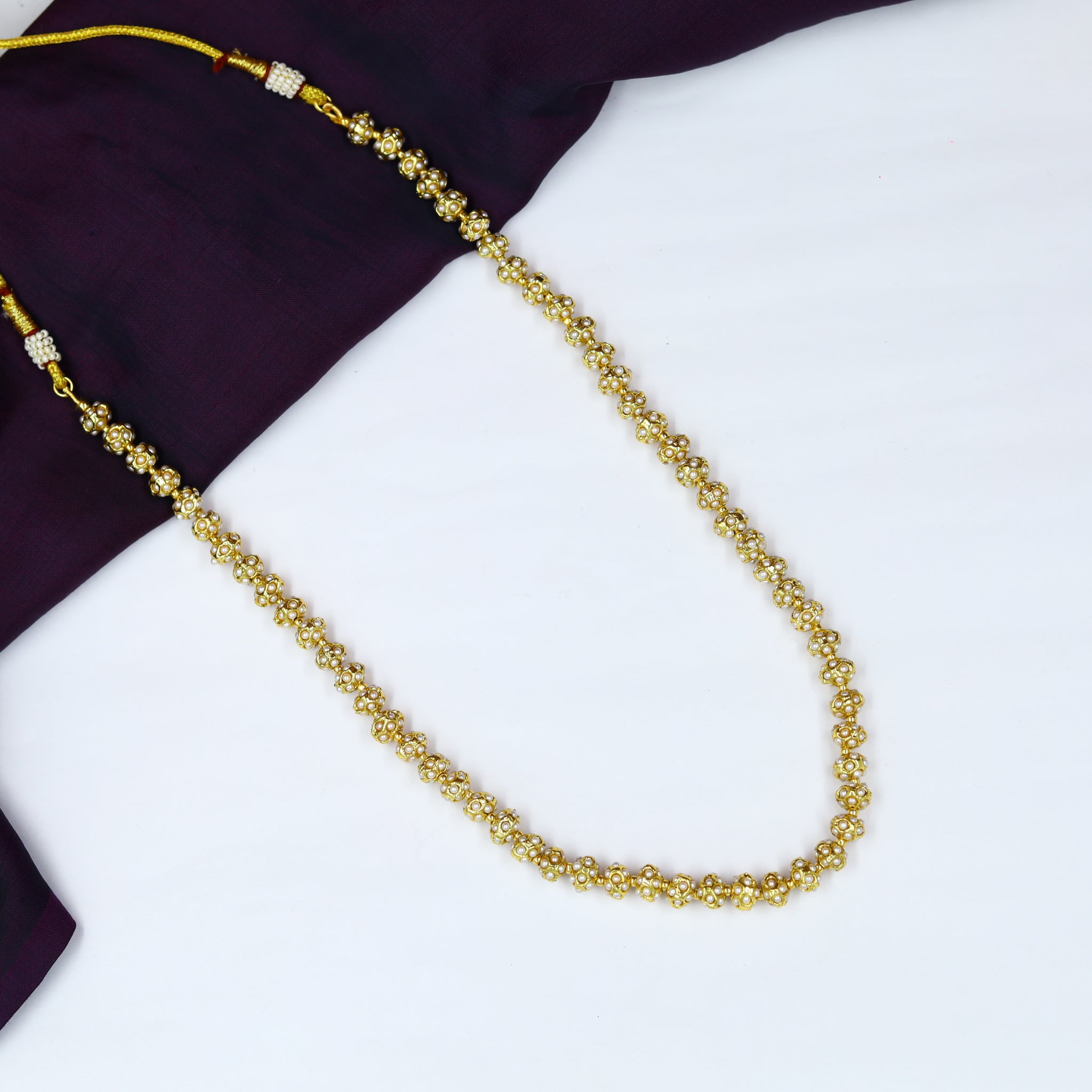 Gold Beads Malal Necklace Set 13358-21