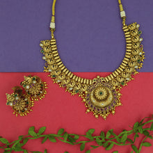 Round Neck Antique Gold Plated Necklace Set 15528-06