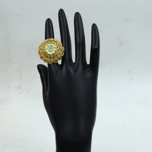 Kundan Cocktail Adjustable Mint Green Ring 15536-2683